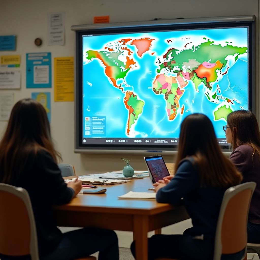 Aula interactiva con mapas digitales de Colombia