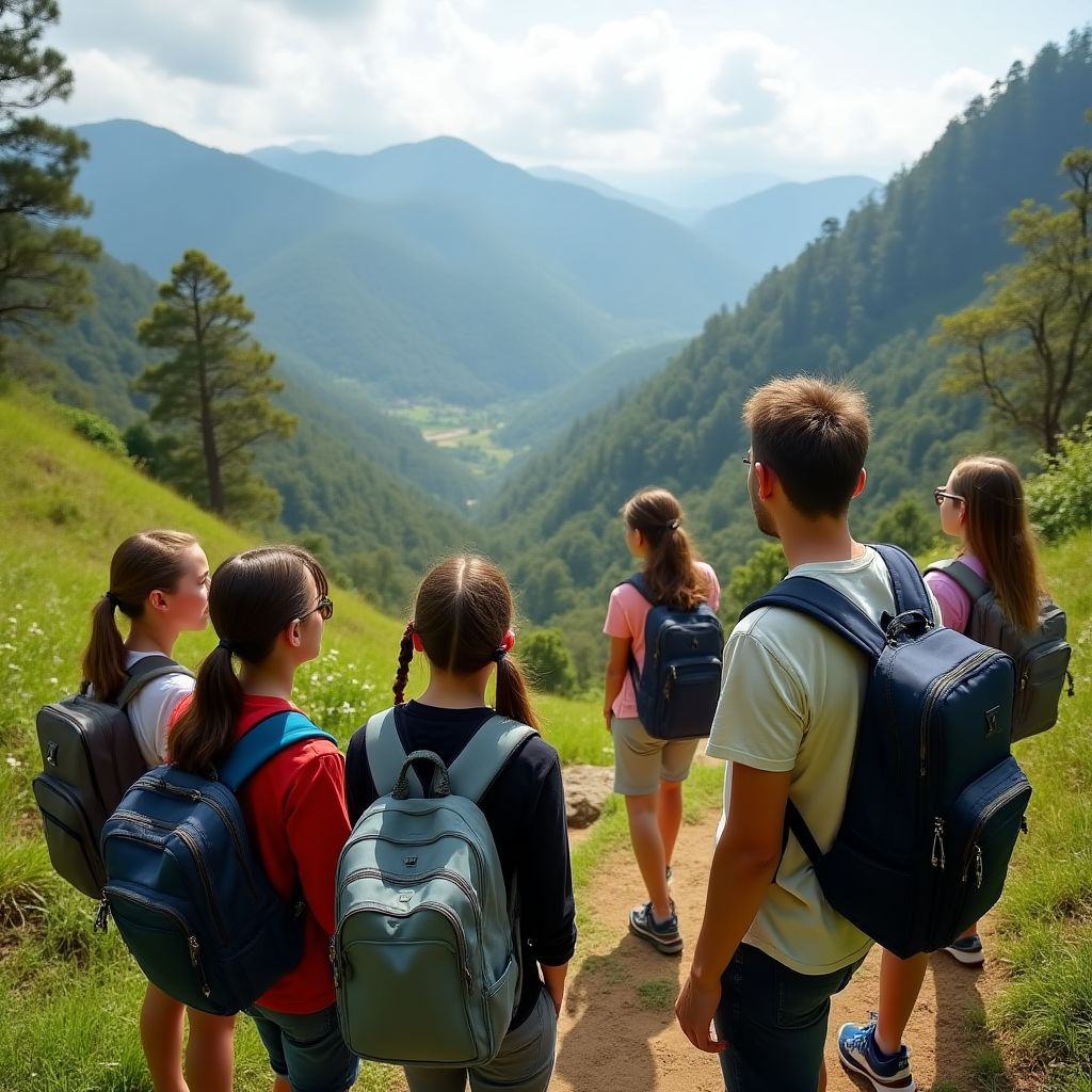 Estudiantes practicando inglés en excursión geográfica